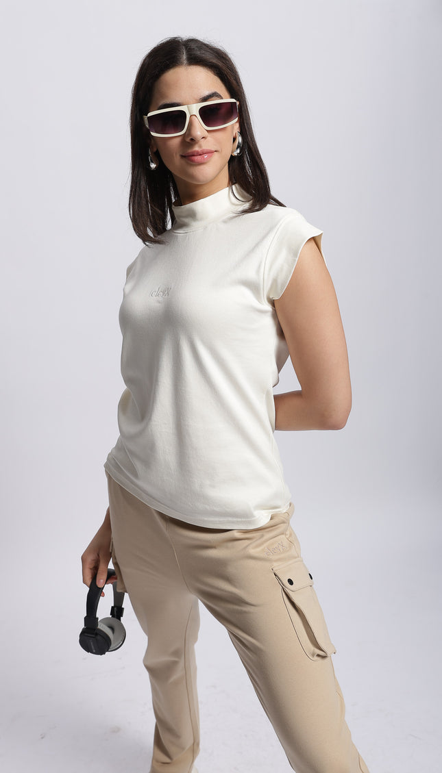 Women Interlock High Neck Tee 100% Cotton
