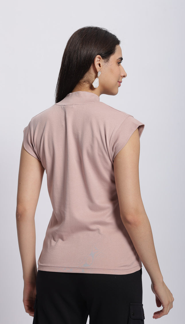 Women Interlock High Neck Tee 100% Cotton